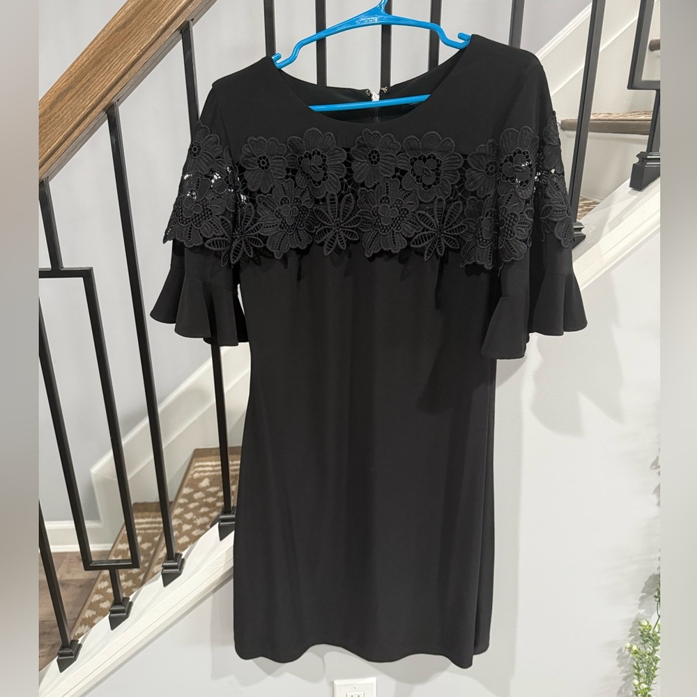 Tommy Hilfiger Black Floral Ruffle Dress